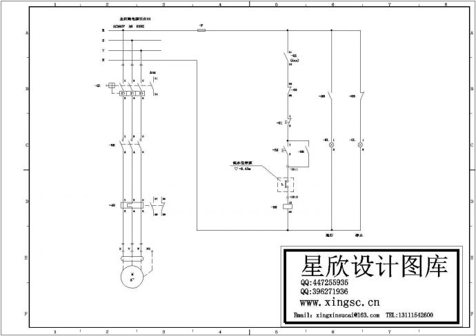某标准型号排水泵电路原理设计CAD图纸_图1