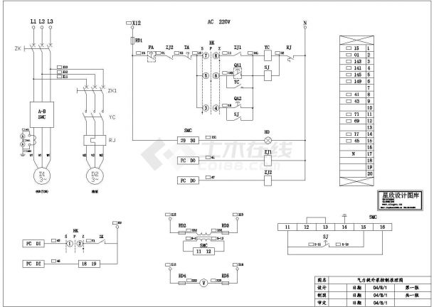某标准型号气力提升泵软起电控电气原理设计CAD图纸-图一
