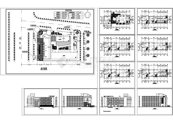 办公楼设计_某地区6层现代风格办公楼建筑设计CAD全套图纸-图一