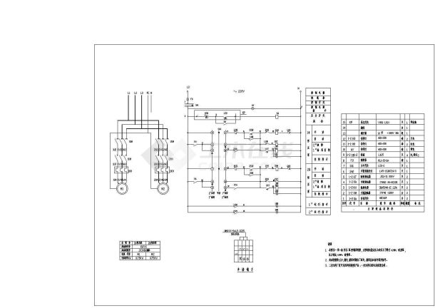 某型号消火栓恒压泵控制电气原理设计示意CAD图纸-图一
