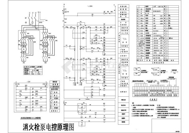 某型号消火栓控制电气原理设计平面示意CAD图纸-图一