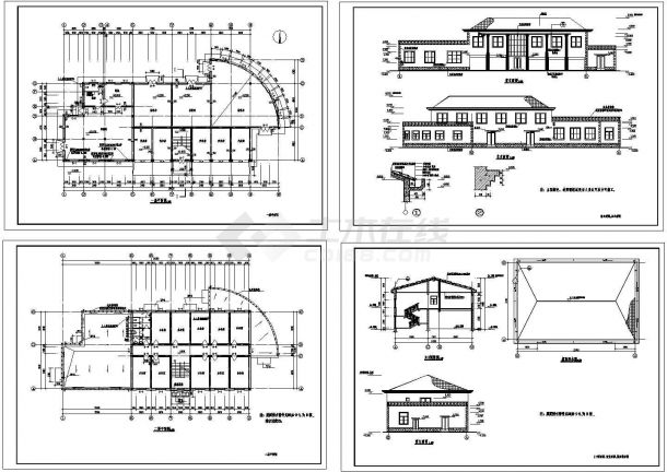 办公楼设计_某二层交换站办公楼整套cad设计施工图（标注详细）-图二