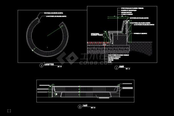防腐木木座凳弧形木坐凳靠背木平台施工图详图-图一