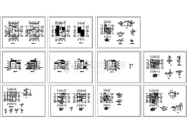 广东某三层别墅建筑施工CAD全套图纸-图一