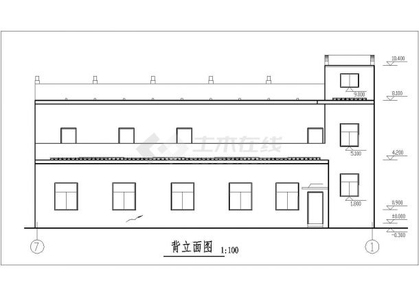 哈尔滨某大学1100平米2层框混学生食堂建筑设计CAD图纸-图一