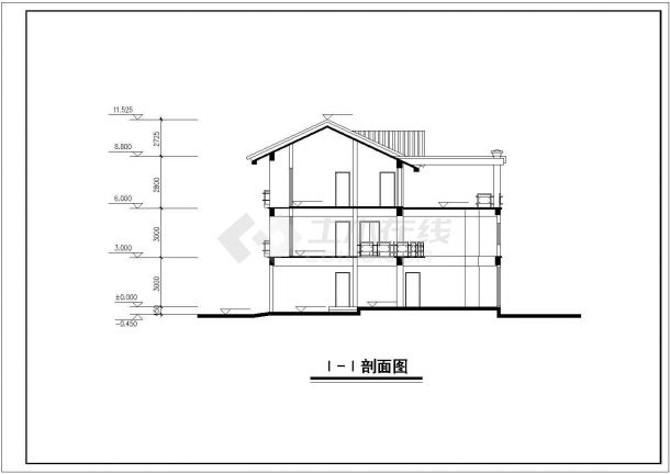 某三层带砖混结构乡村小别墅设计cad全套建施图（含2栋不同户型设计）-图二