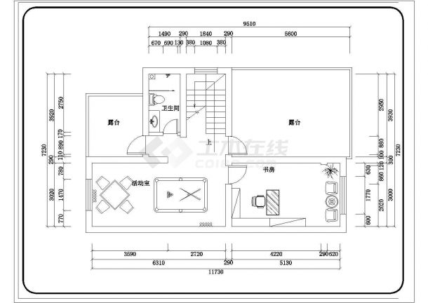 某三层实用型私人别墅室内装修设计cad平面布置图（甲级院设计）-图一