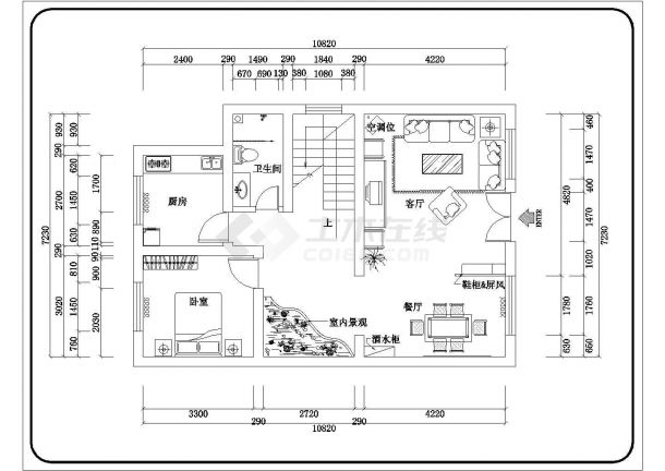 某三层实用型私人别墅室内装修设计cad平面布置图（甲级院设计）-图二