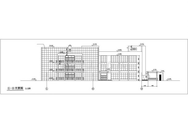 锦州市某商业街5000平米3层框架文化娱乐城建筑设计CAD图纸-图一