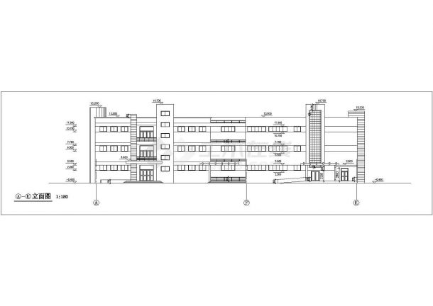 锦州市某商业街5000平米3层框架文化娱乐城建筑设计CAD图纸-图二