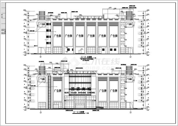 1.2万平米五层框混结构百货商场建筑设计CAD图纸（含电梯机房层）-图一