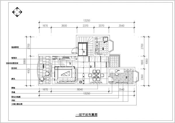 某豪华住宅全套装修设计施工CAD图-图二