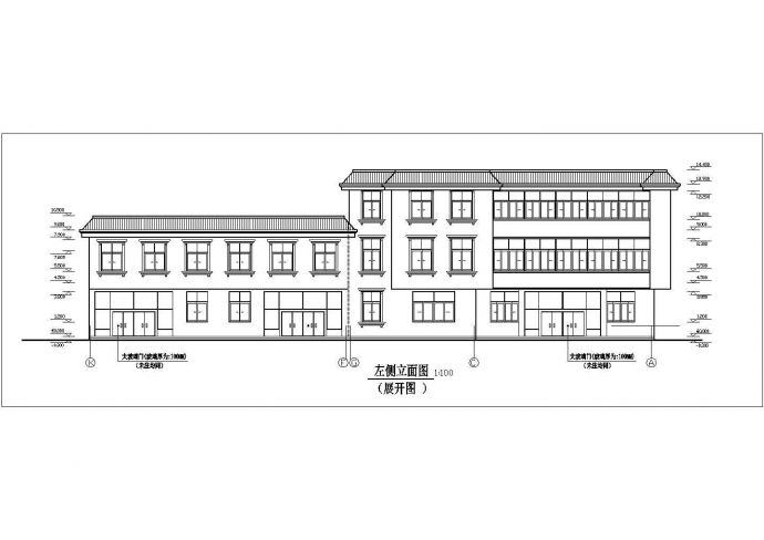 菏泽市某临街2600平米3层框架结构商业楼全套建筑设计CAD图纸_图1