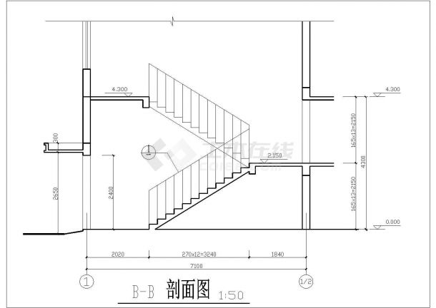 2200平米左右5层框混结构商住楼建筑设计CAD图纸（1-2层商用）-图一
