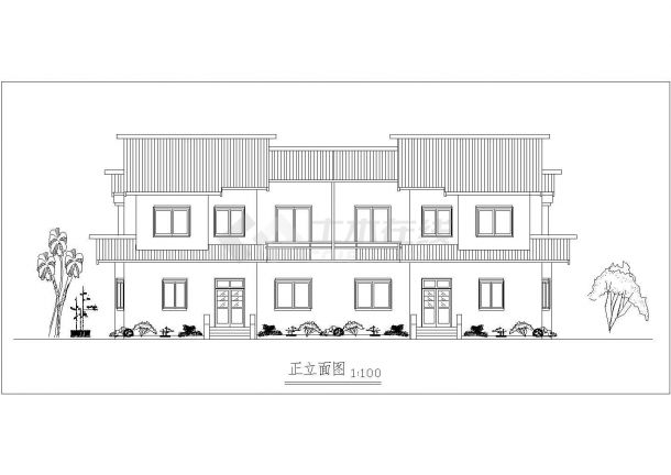 某二层框架结构现代风格舒适型新农村别墅设计cad建筑方案图（标注详细）-图二