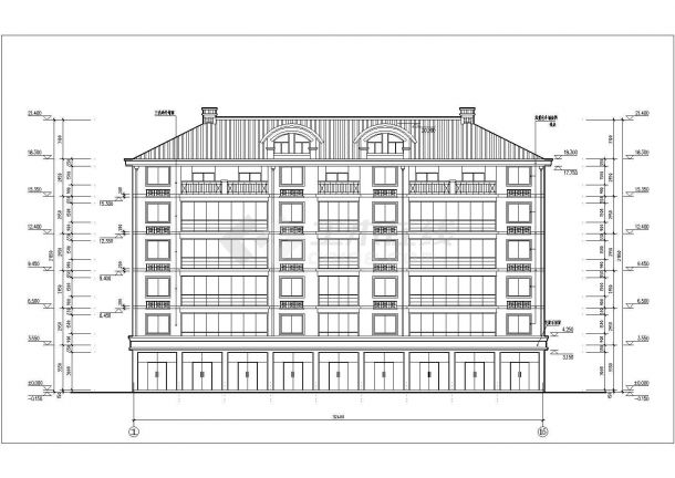 2700平米6层框架结构商住楼全套建筑设计CAD图纸（底层商铺）-图一