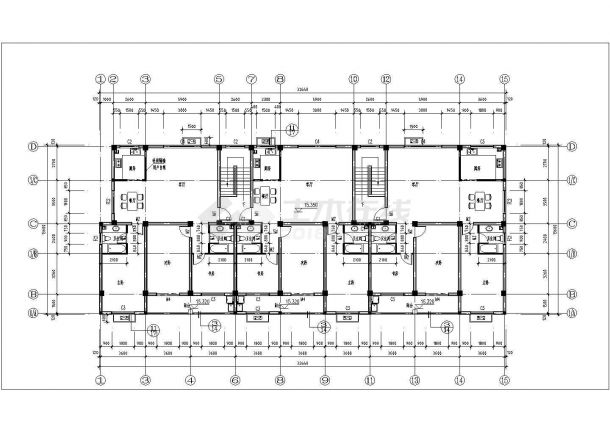 2700平米6层框架结构商住楼全套建筑设计CAD图纸（底层商铺）-图二