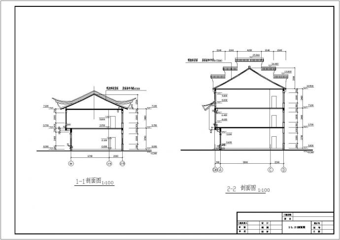 某仿古代别墅建筑方案CAD参考示意图纸_图1