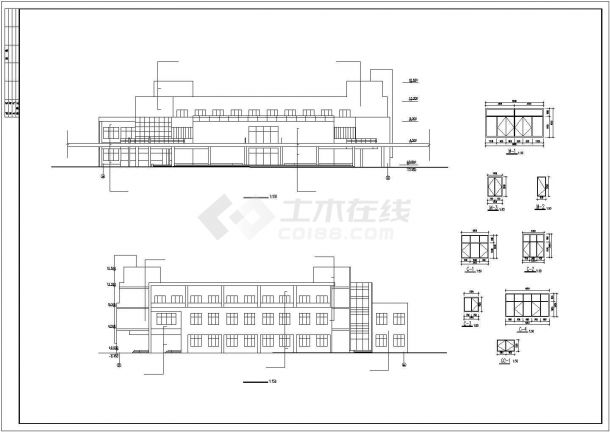 贵阳市某学校2200平米三层混合结构学生食堂建筑设计CAD图纸-图二