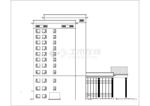 重庆市某临街1.4万平米12层框混结构商务酒店平立面设计CAD图纸-图一