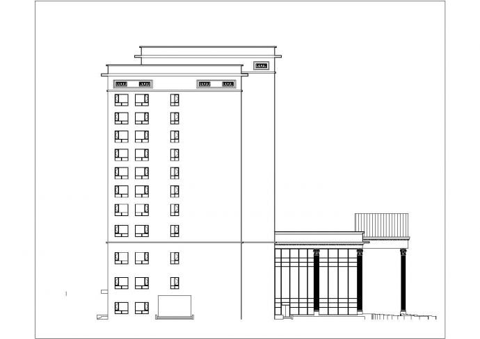 重庆市某临街1.4万平米12层框混结构商务酒店平立面设计CAD图纸_图1