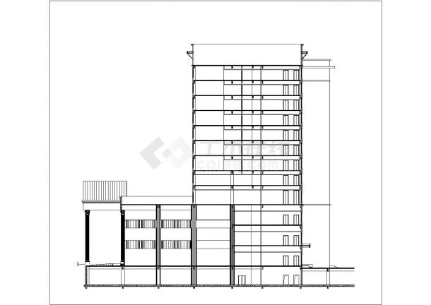 重庆市某临街1.4万平米12层框混结构商务酒店平立面设计CAD图纸-图二