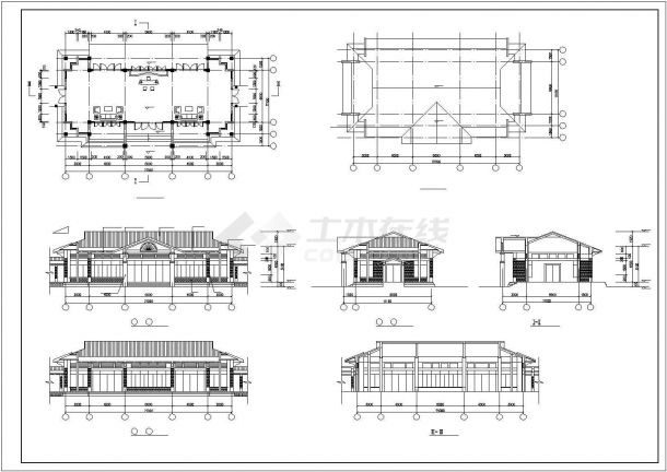 合肥市某度假区2000平米1层框架结构温泉会所全套建筑设计CAD图纸-图二