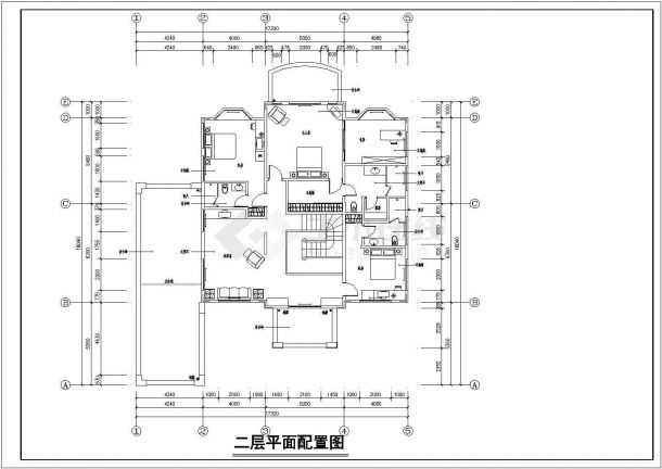 某二层砖混结构欧式别墅设计cad全套建施图纸（标注详细）-图一