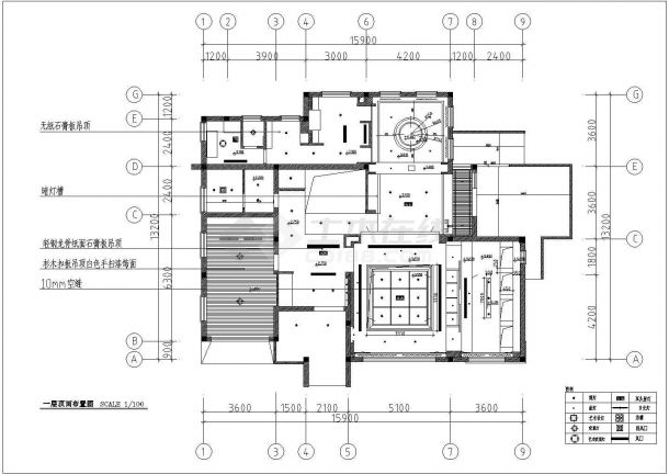 某现代豪华型私人别墅室内装修设计cad全套施工图（甲级院设计）-图一