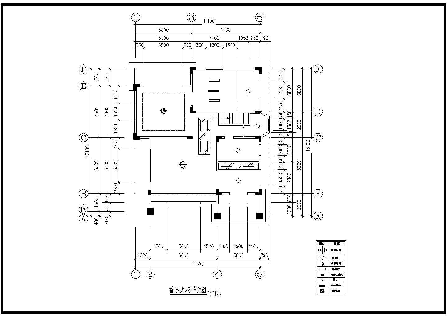 某三层框架结构私家别墅室内装修设计cad平面布置方案图（标注详细）