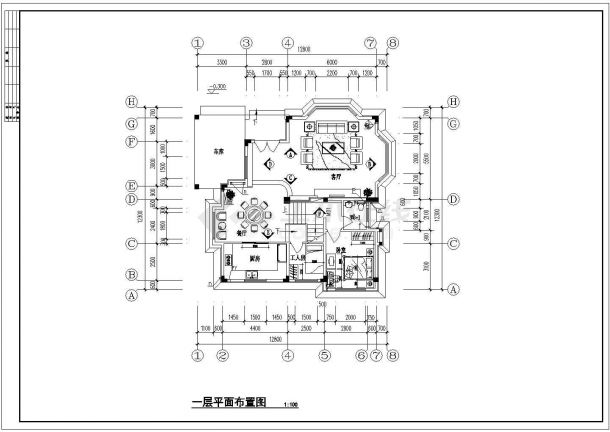 某三层混合结构新农村别墅新风尚风格室内装饰设计cad全套施工图（标注详细）-图二