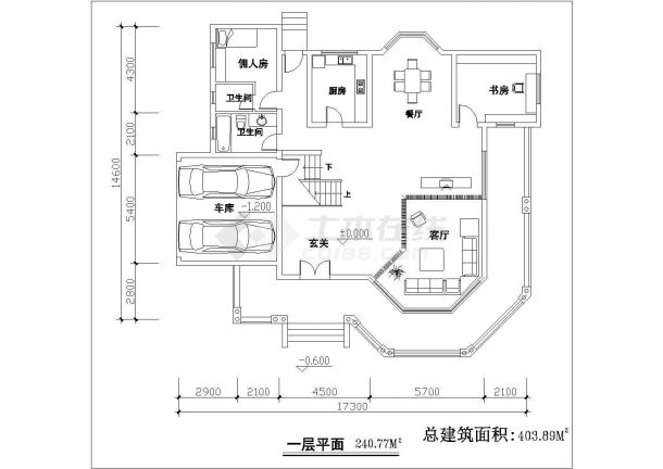 某二层砖混结构欧式别墅（建筑面积403.89平方米）设计cad建筑方案图（甲级院设计）-图二