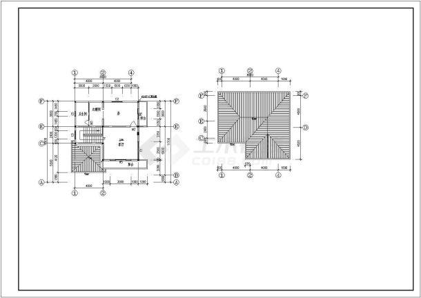 某三层框架结构新农村小型别墅初步设计cad建筑方案图（标注详细）-图一