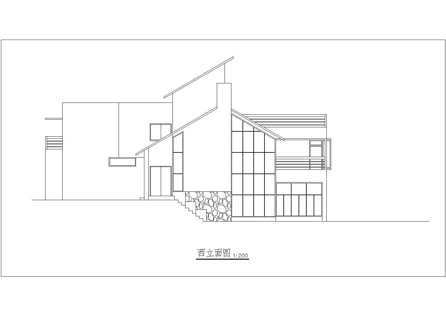 某二层砖混结构乡村小别墅设计cad建筑方案图（甲级院设计）
