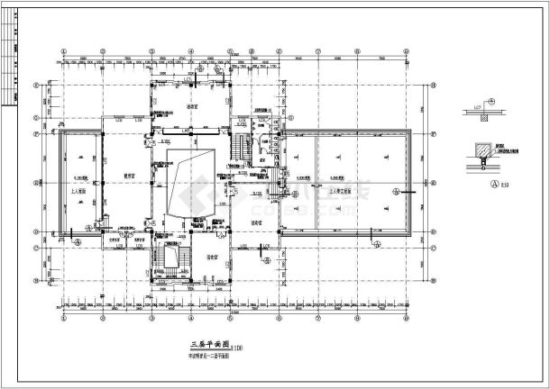 某小区内三层框架结构豪华会所设计cad全套建筑施工图（甲级院设计）-图一