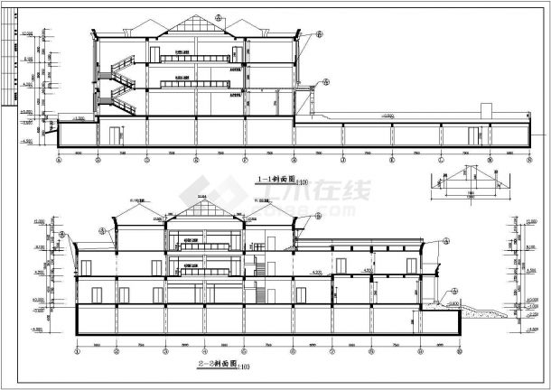 某小区内三层框架结构豪华会所设计cad全套建筑施工图（甲级院设计）-图二