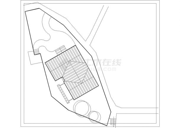某二层木结构别墅设计cad建筑方案图 (含总平面图)-图二