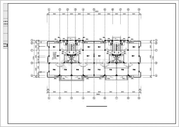 某地6层(1梯2户2单元)住宅楼给排水施工CAD图-图二