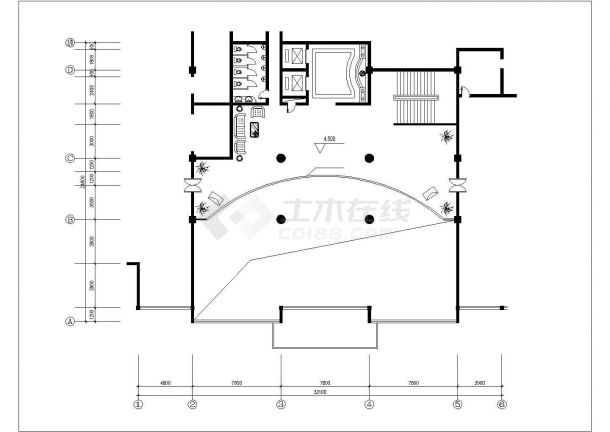 南昌市某星级酒店1300平米2层大堂装修装饰设计CAD图纸-图一
