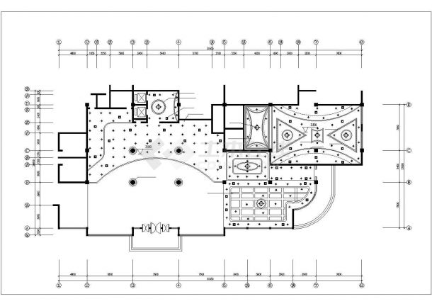 南昌市某星级酒店1300平米2层大堂装修装饰设计CAD图纸-图二