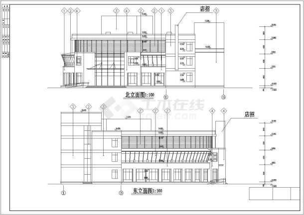 5300平米3层框架结构商务酒店全套建筑设计CAD图纸-图一