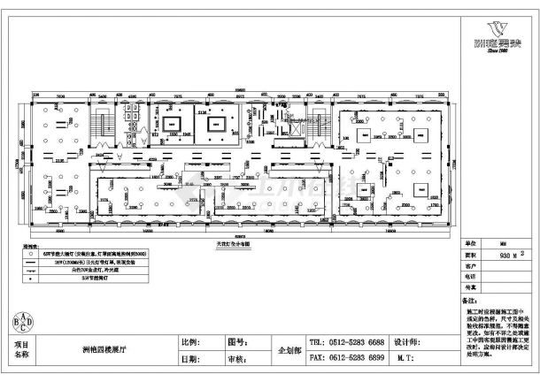某建筑面积1038平方服装展厅装修设计cad全套施工图（含预算表）-图二
