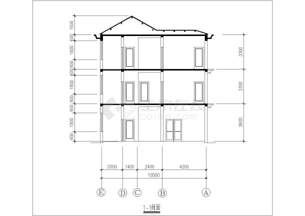 某三层砖混结构新农村小康住宅设计cad建筑方案图（标注详细）-图一