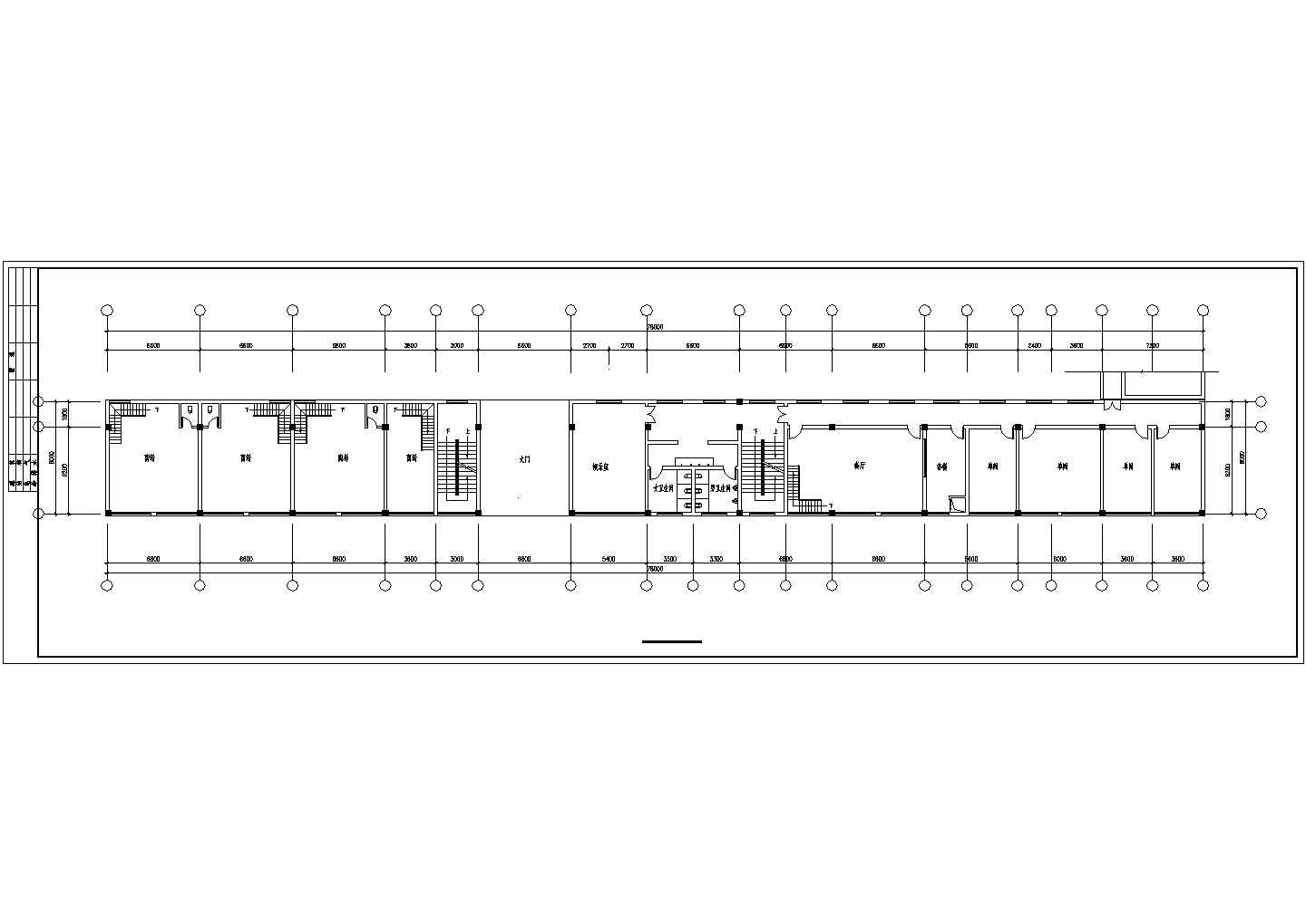 3100平米3层框混结构商业办公楼平立剖面设计CAD图纸（含总图）