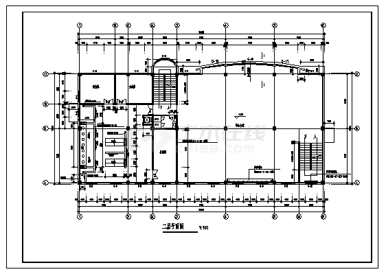 某三层中学食堂建筑施工cad图，共十张-图二