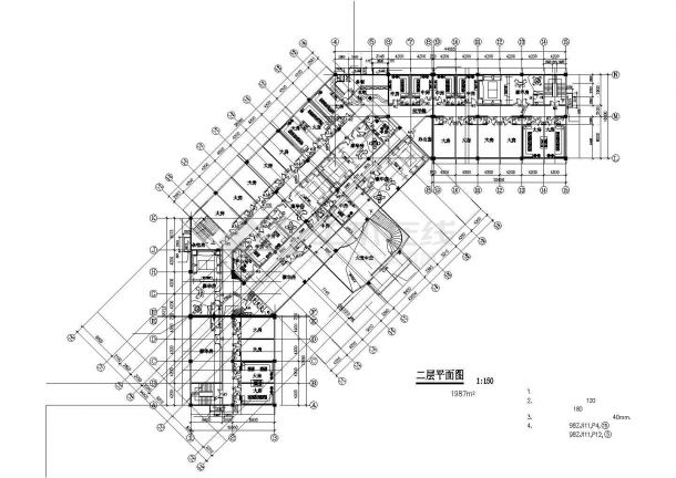 4100平米2层框混结构大型娱乐城平立面设计CAD图纸（含天面城）-图一