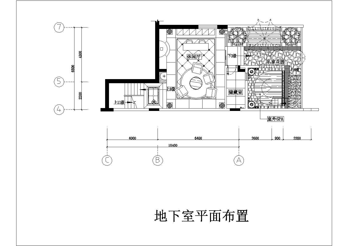 某三层带地下室砖混结构豪华型别墅室内装修设计cad平面布置图（标注详细）
