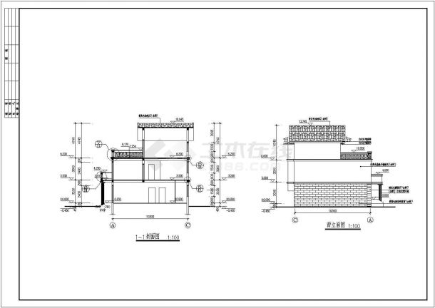 某三层框架结构新农村别墅（总建筑面积519.4平方米）设计cad全套建筑施工图（含设计说明）-图一