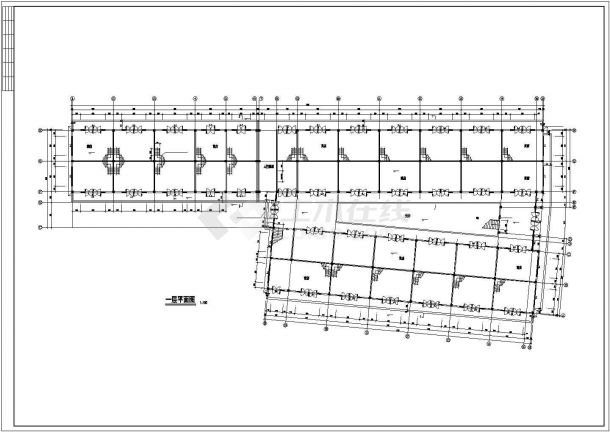 4400平米3层框架结构商业步行街墙体建筑设计CAD图纸-图一