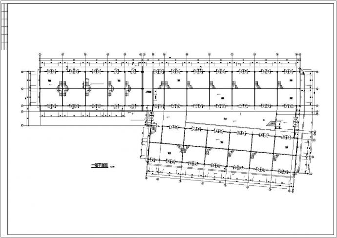 4400平米3层框架结构商业步行街墙体建筑设计CAD图纸_图1